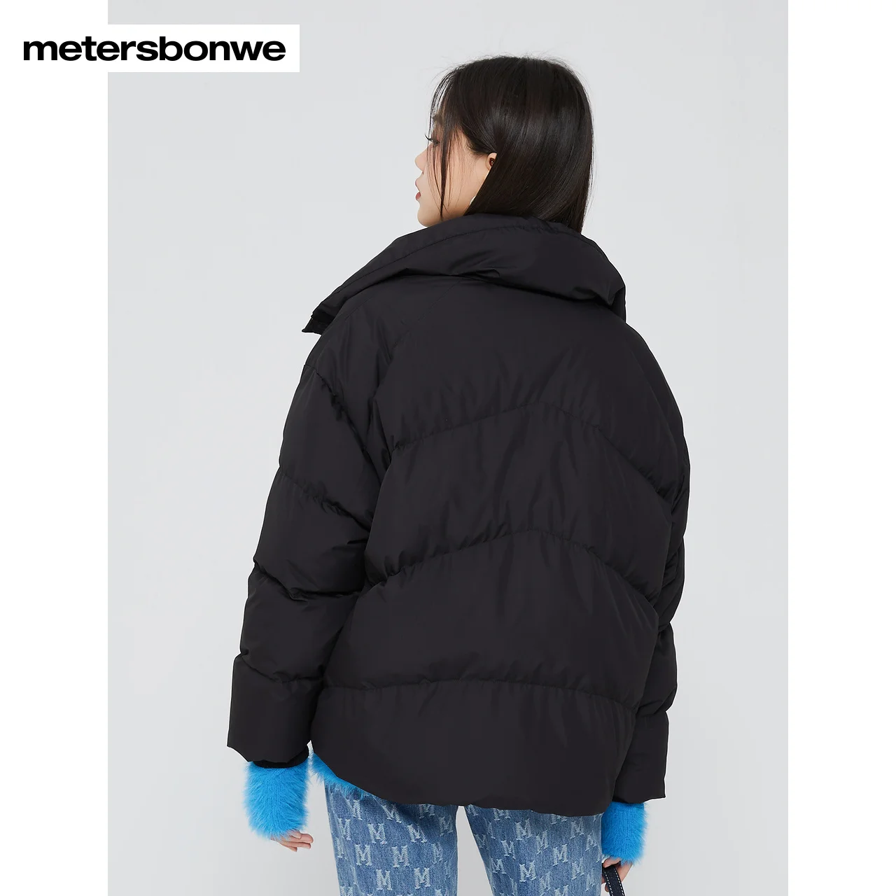 Metersbonwe Women's 22New Winter Solid Color Stand Collar Down Jackets 80%Duck Down Short Loose Warm Wear Fashion Outwear