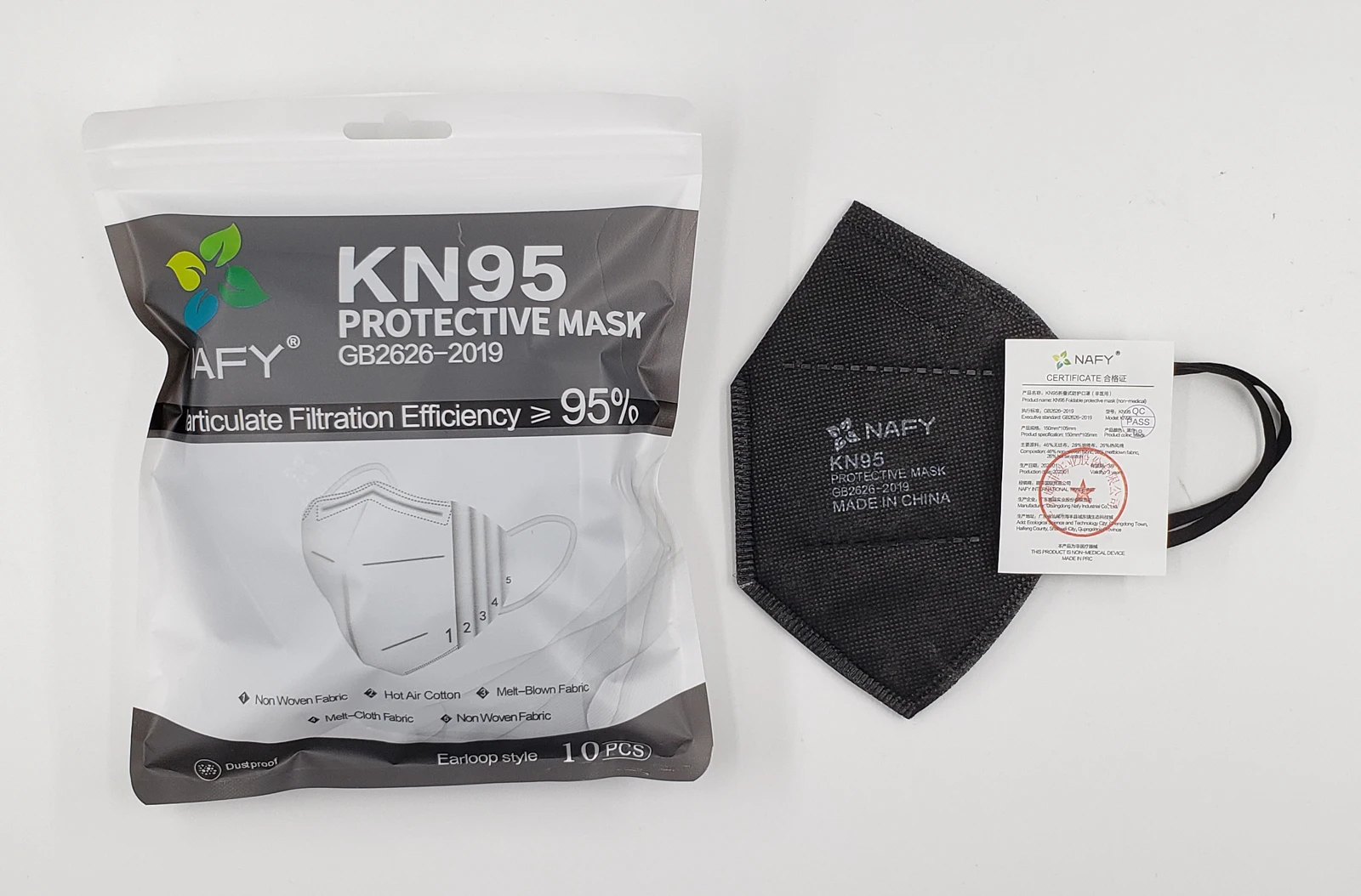 50-200Pcs NAFY 5-Layer Breathable Protective KN95 Face Mask Cup Dust FFP2 Masks Improved Standard GB2626 -