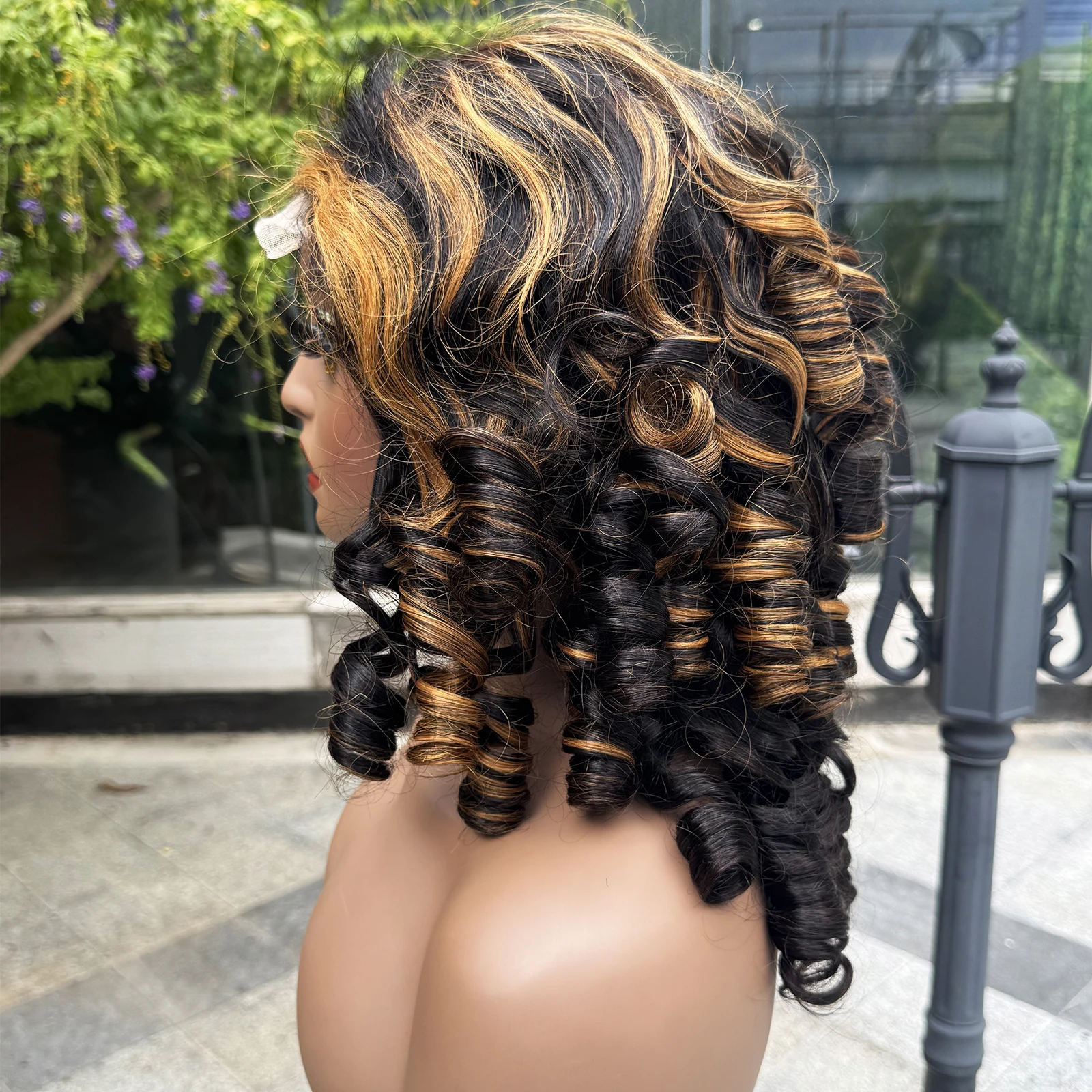 22 Inches 300% Density Loose Bouncy Curly Human Hair Wigs 4x4 Lace Closure Spiral Curly Remy Human Hair Wig for Black Women 3