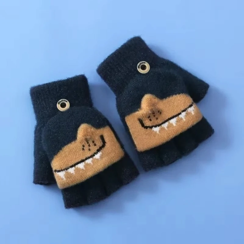 JIAHG Guanti per bambini a mezze dita Guanti senza dita per bambini Guanti invernali per ragazze Guanti invernali Cartoon Guanti invernali lavorati a maglia Guanti termici con copridita, Taglia unica