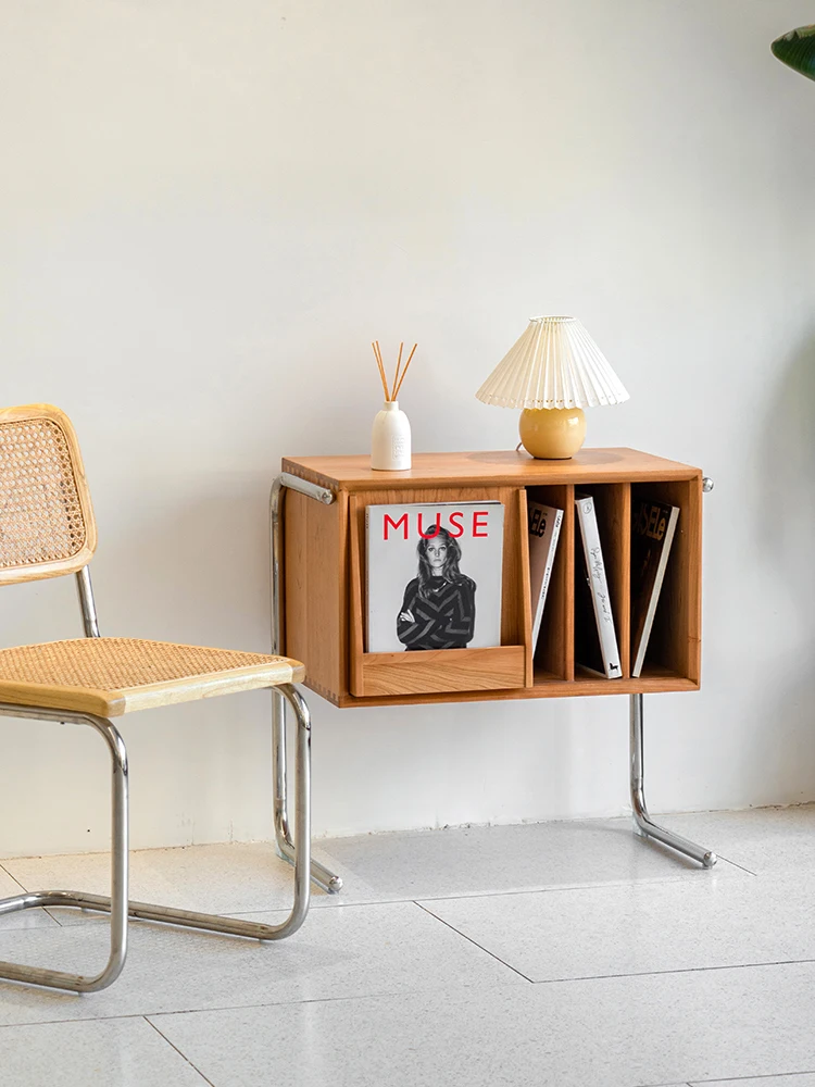 

Solid wood small sideboard, vintage magazine cabinet, Japanese style net celebrity ins, log multifunctional sofa