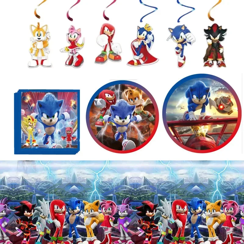 

Sonic Boy Birthday Party Tableware Tray Paper Towel Balloon Decoration Supplies Children's Birthday Party Musthave Cake Gift Box