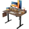 Electric Height Adjustable Standing Desk with Power Outlet and LED Light Strip Sit to Stand  Ergonomic 48 24 Rising Desk with 1