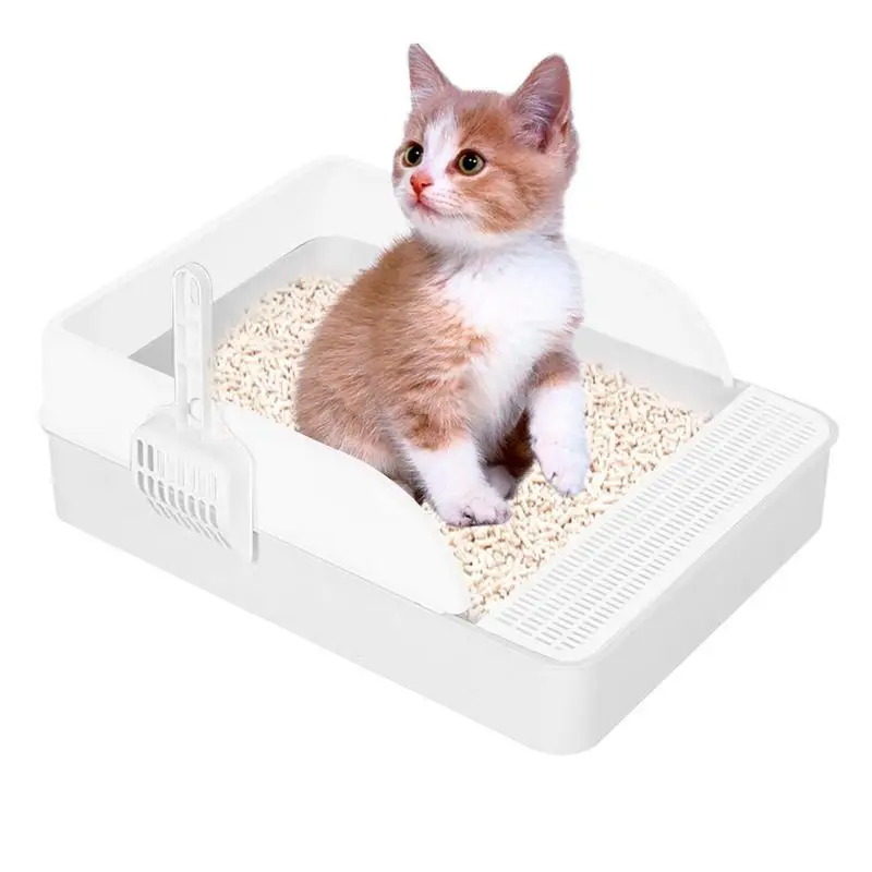 

Cat Toilet Cat Litter Box Semi-Enclosed Sifting Litter Box With High Sides Detachable Shallow Cat Toilet Travel Litter Tray For