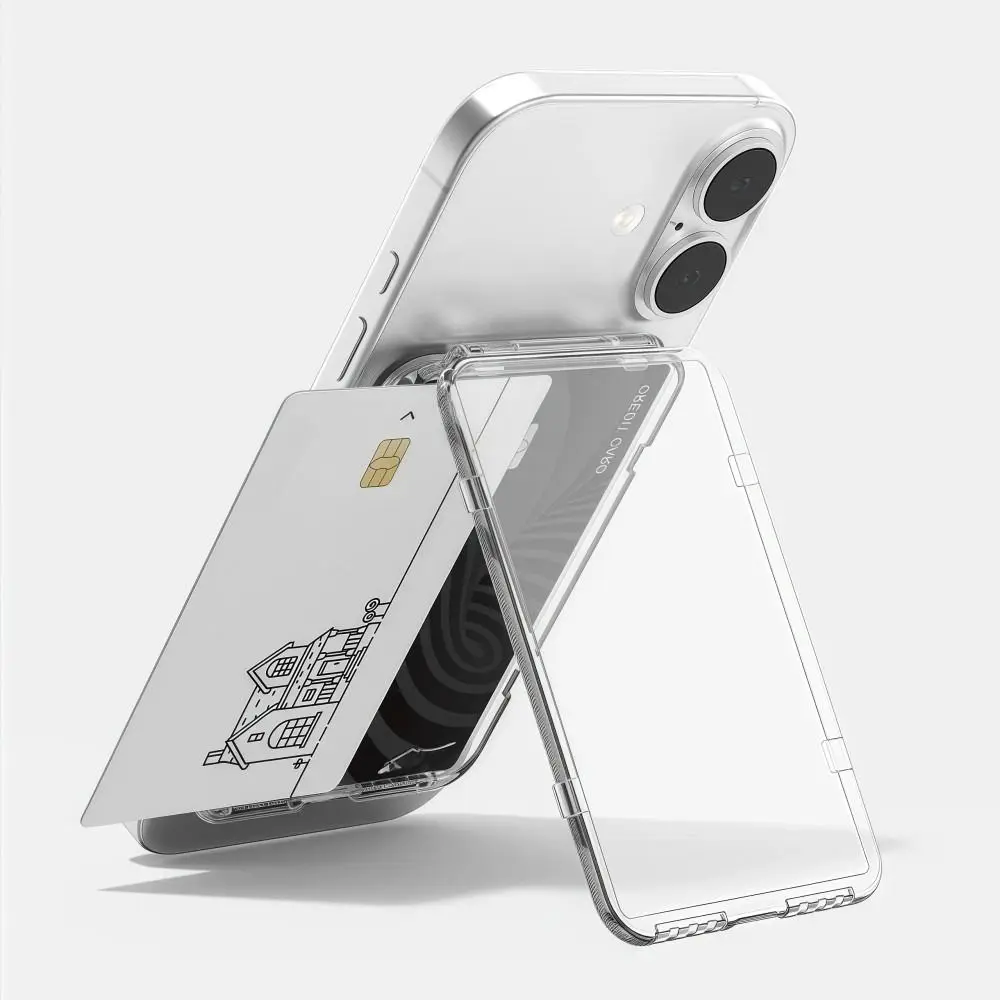 MagSafe 카드 슬리브 투명 카드 슬롯 2개, 충격 방지 마그네틱 스탠드 카드 홀더, 아이폰 17/16/15/14/13/12용 탈부착 가능