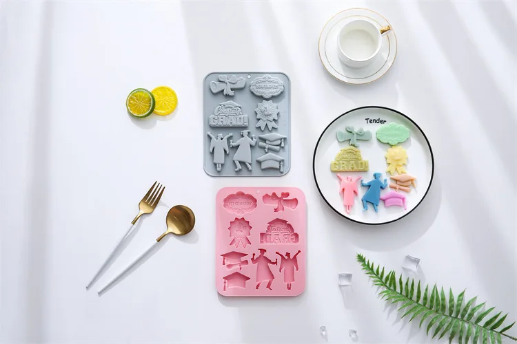 8-Hole Graduation Season Silicone Mold – DIY Fondant, Cake, Chocolate, Ice Cube, and Ba... - SKU GSSM1152 - UGI Packaging