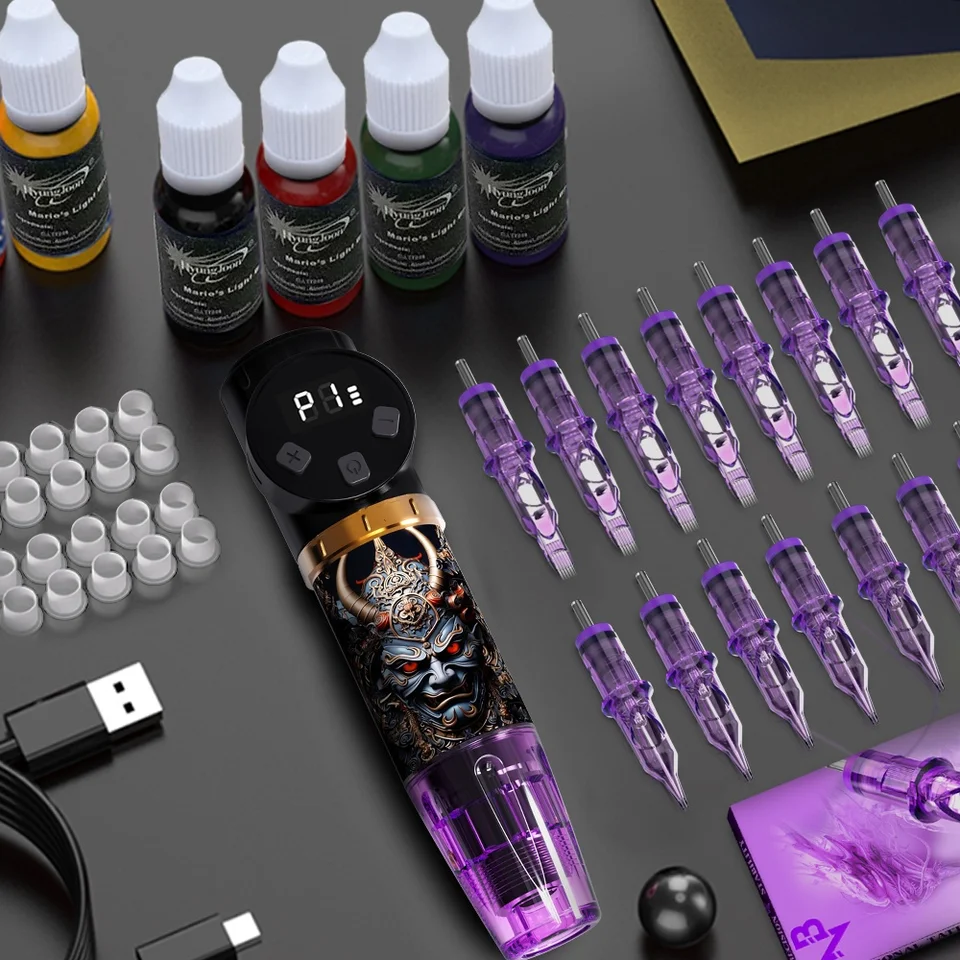 Wireless Tattoo Pen Set with Ink and Needles