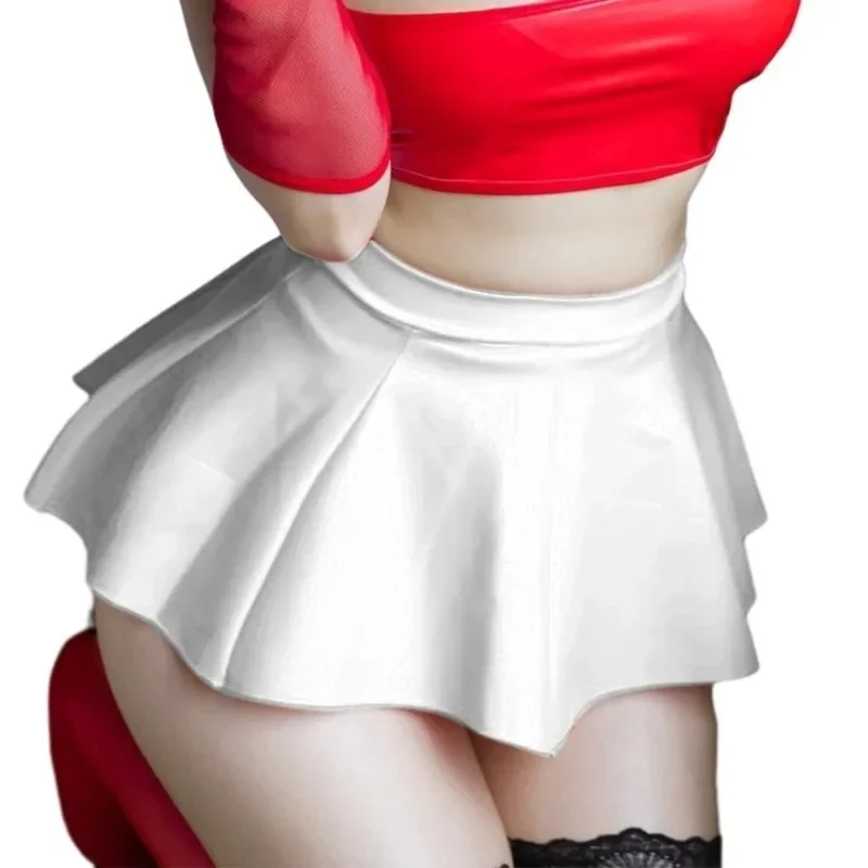 Women PU Leather Pleated Mini Skirt Lingerie Hot Outfit Clubwear 449B 3