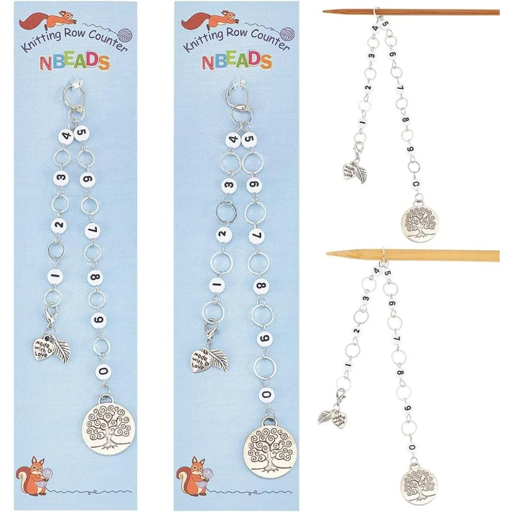 Tree of Life Knitting Row Counter Chains Number Beads Row Counter Chains Counting Accessories Knitting Crochet 2 Pcs knitting supplies,knitting craft supplies