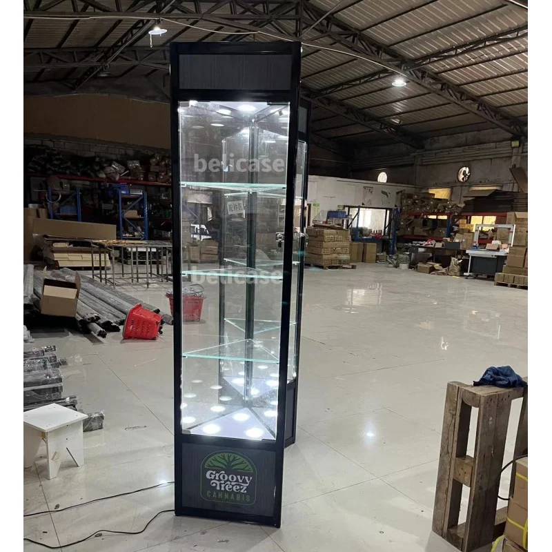 커스텀. 저렴한 부티크 쥬얼리 시계 숍 가구 유리 캐비닛, LED 조명, 연기 상점 알루미늄 프레임 유리 코너 쇼카