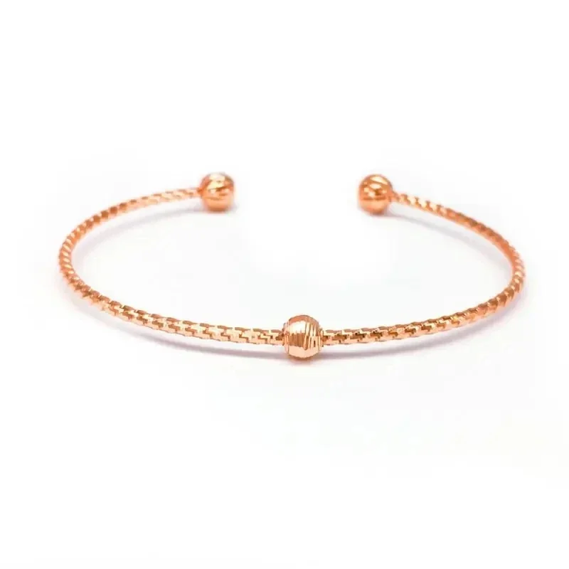 

585 Purple Gold Charm Bracelet for Women Plated 14k Rose Classic Ball Bead Design Light Luxury Party Wedding Jewelry Accessories