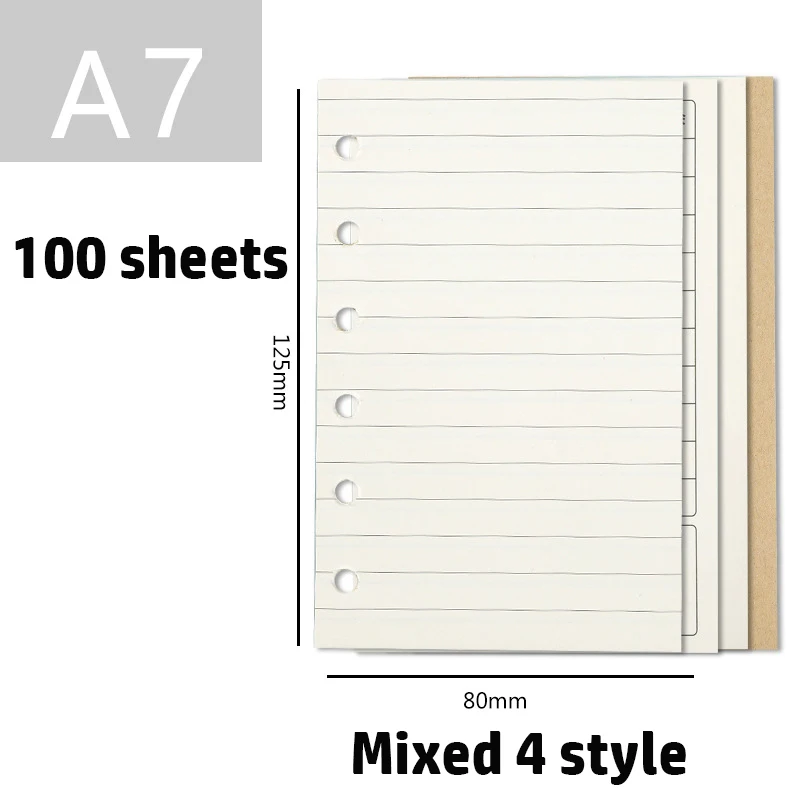 A7 6-hole Loose-leaf Notebook Refill Paper