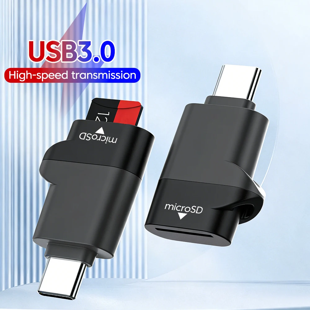 2-in-1 타입 C USB 3.0 카드 리더기 SD 마이크로 TF 메모리 카드 리더..
