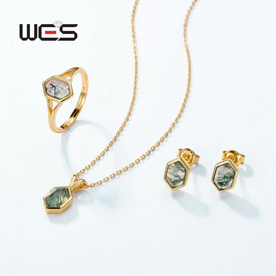 WES 925 Sterling Silver Moss Agate Ring for Woman Luxury Wedding Jewelry Gemstone 5*8mm Party Wedding Gifts Fine Jewelry Trendy WES 925 Sterling Silver Moss Agate Ring for Woman Luxury Wedding Jewelry Gemstone 5*8mm Party Wedding Gifts Fine Jewelry Trendy