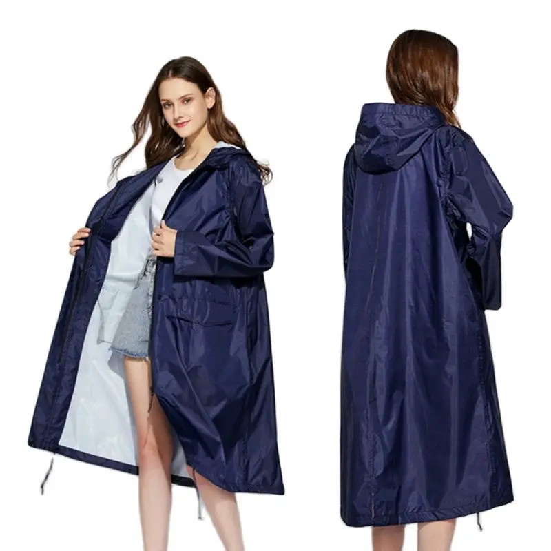 Long Raincoat Women   Waterproof Windproof Hooded Light  Hiking Rain Coat Ponchos Jacket Cloak Raingear Chubasqueros Mujer