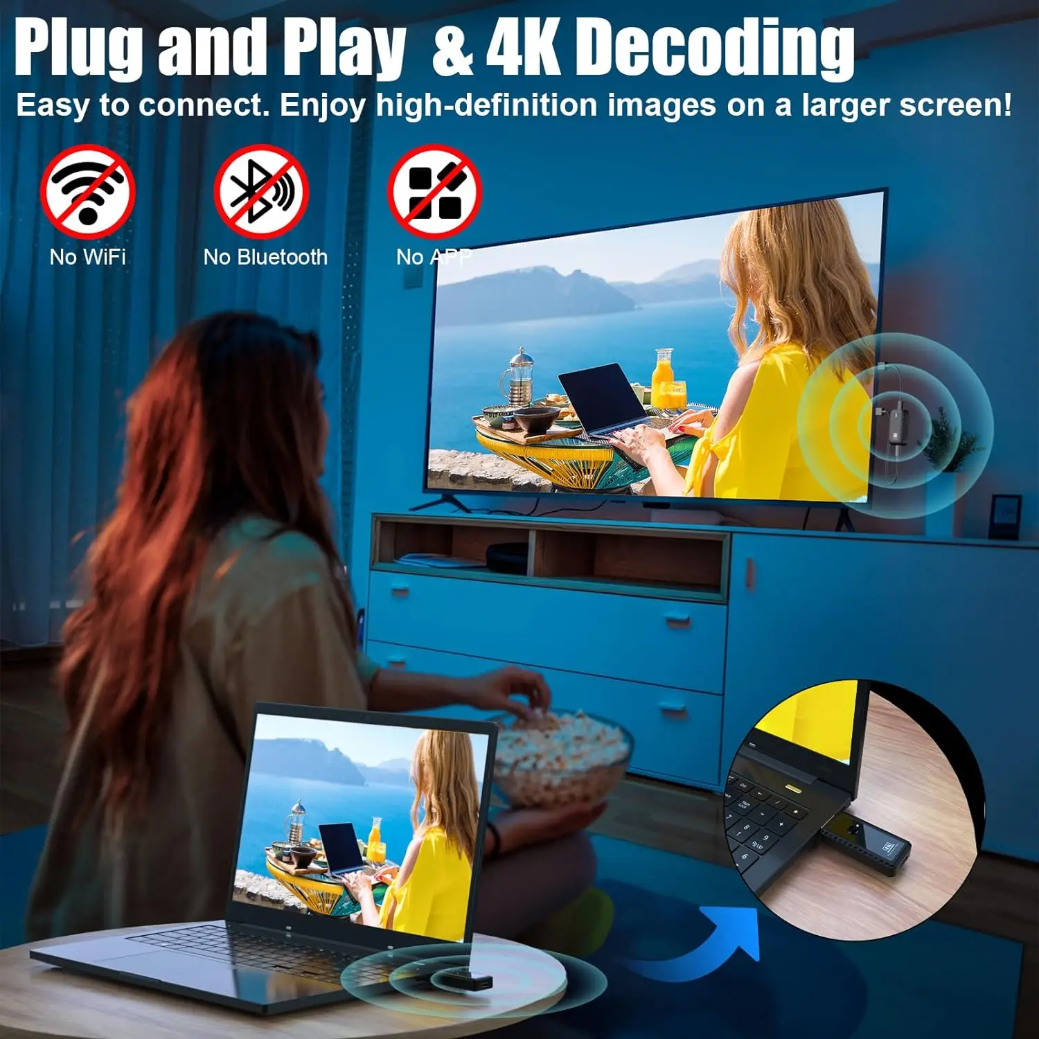 4K Wireless HDMI Transmitter and Receiver Set with 30M-150M Range for Meetings Home Entertainment and Educational Presentation