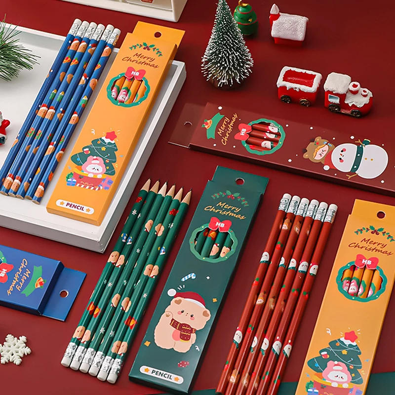 

Рождественский карандаш, 6 шт., мультяшный милый карандаш HB, карандаши с ластиком, рождественский подарок, канцелярские принадлежности, школьные и офисные принадлежности