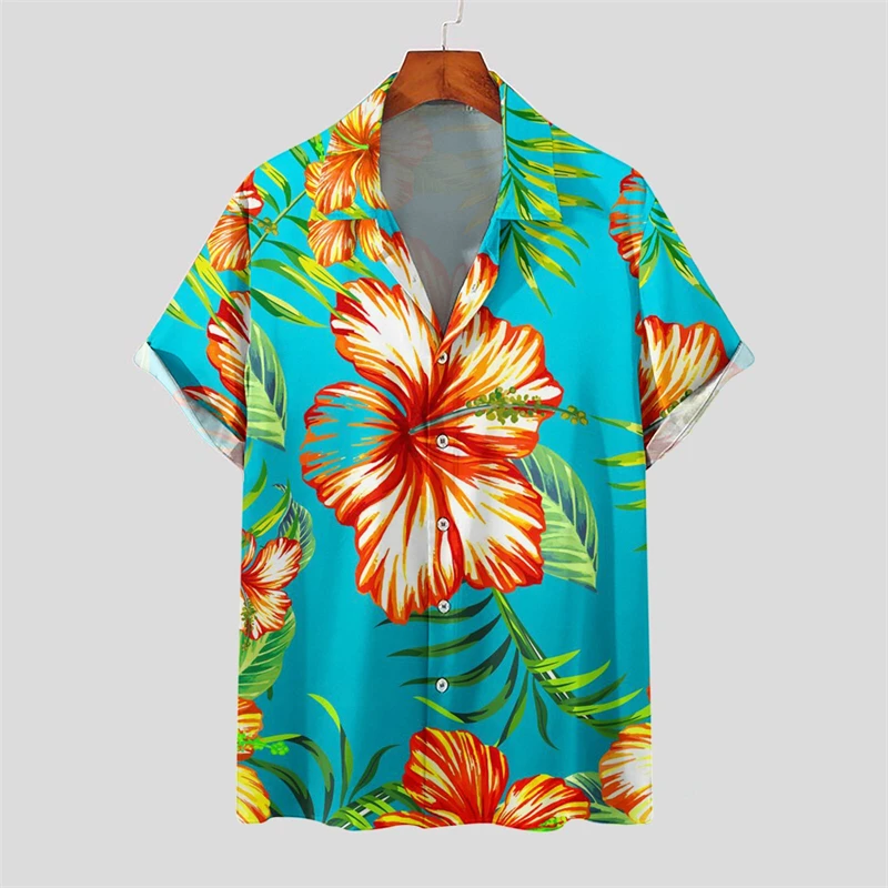 thumbnail image 1 of Nuevas camisas hawaianas para hombre, estilo tropical, estampado de flores, camisas Aloha de manga corta, estilo cubano, camisas informales de verano para vacaciones de gran tamaño, 1 of 5