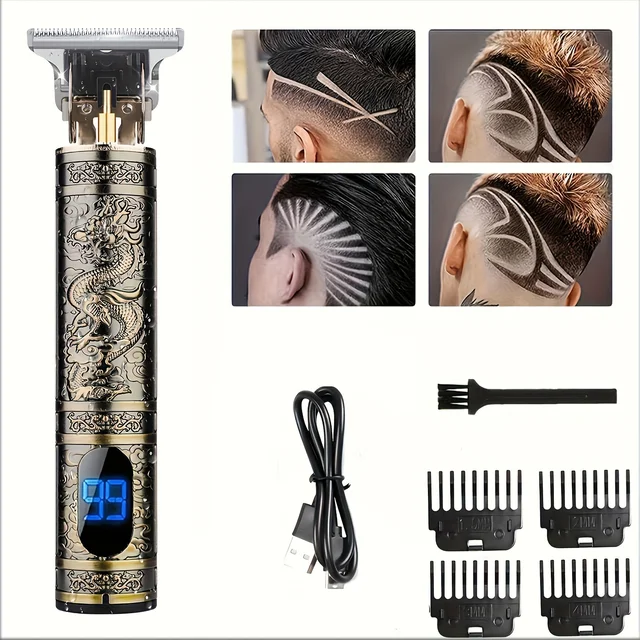 Electric Hair Clipper With LCD Display Oil Head Hair Cutting Machine Hair Beard Trimmer Rechargeable USB Shaver For Men Father 3