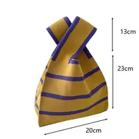 Women Handmade Knitted Small Handbag Casual Wrist Bag Wide Stripe Stripe Shopper Mini Tote Student Reusable Shoulder Bag - Image 6