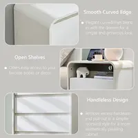 25" Tall Modern Nightstand with Charging Station, 23.6'' Wide Wood Bedside Table w/2 Storage Drawers,for Bedroom, Living Room 2