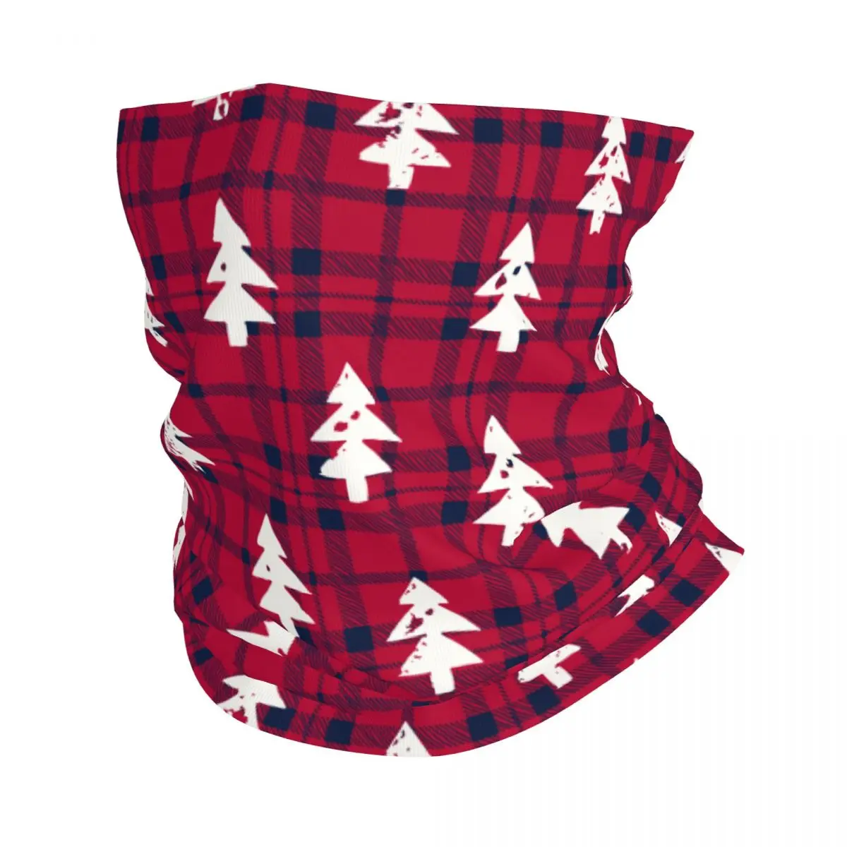 

Woodland Christmas Trees Farmhouse Style Merch Bandana Neck Cover Classic Red Checkered Plaid Wrap Scarf Balaclavas