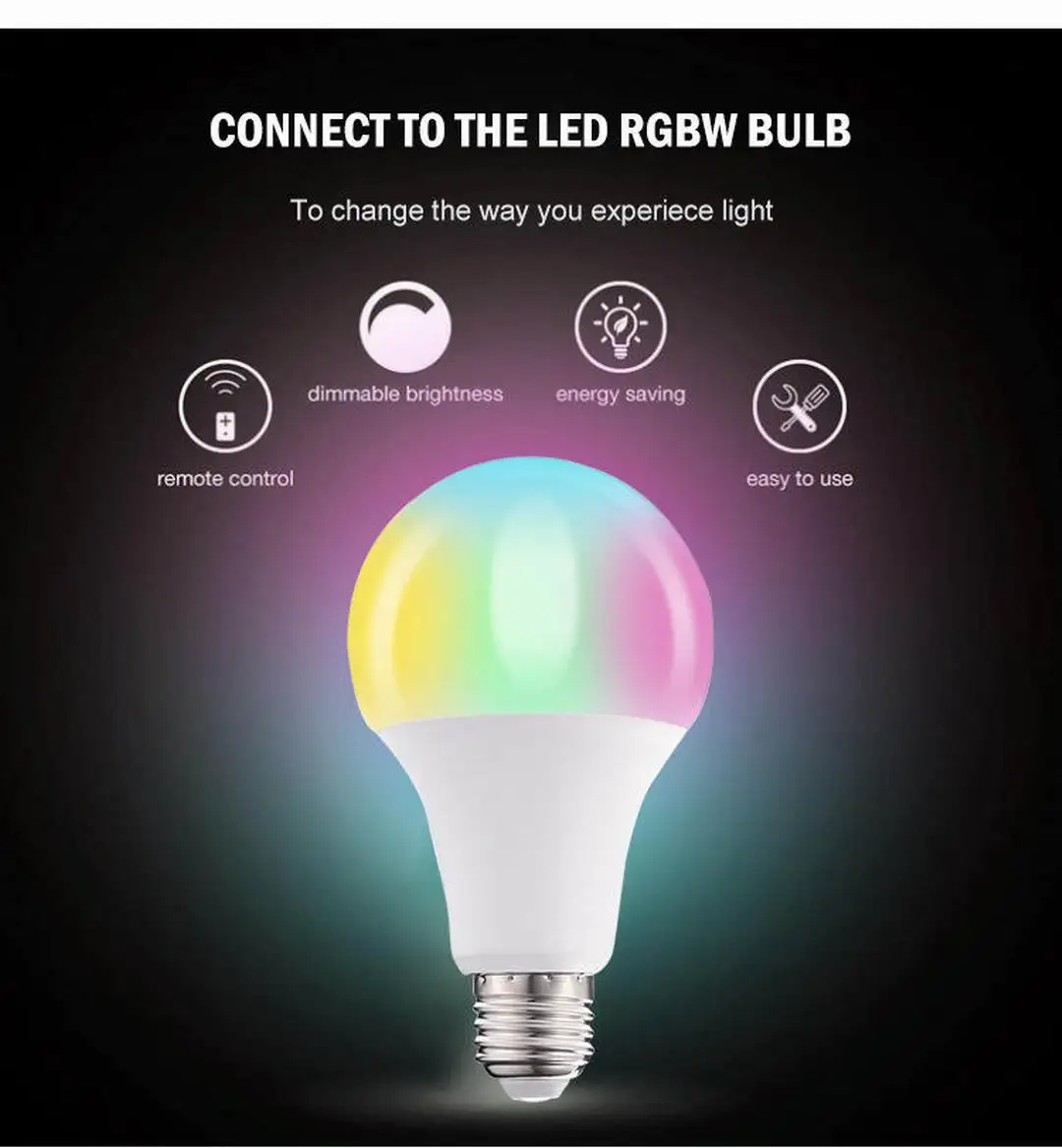 

E27 B22 3W 5W 7W 9W 10W 15W RGB Multicolor Lamp Light 16 million Color Changing Remote Control LED Bulb