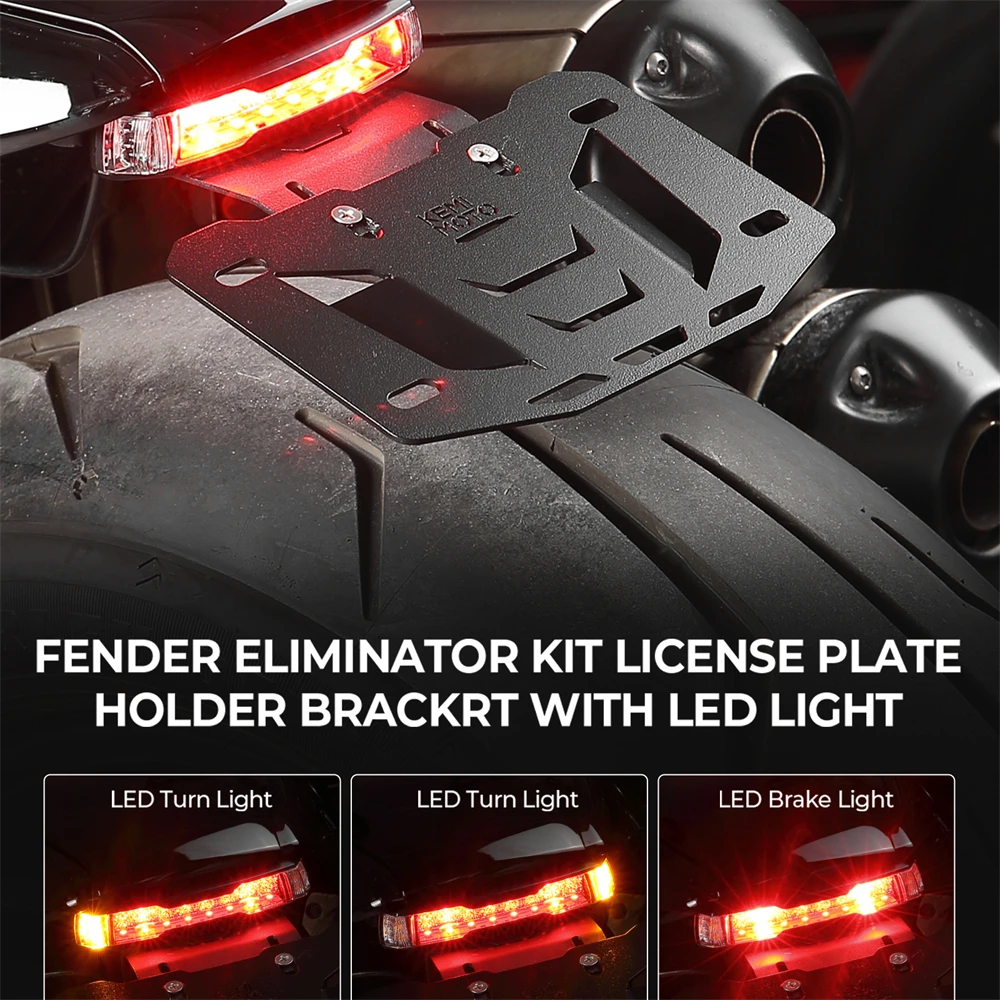 KEMIMOTO Motorrad Kennzeichen Halterung mit LED Licht für