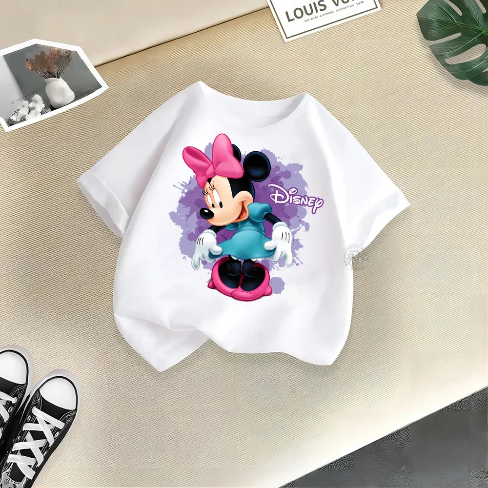 

Disney Baby Short sleeved Cotton T-shirt Mickey Donald Duck Print Summer Clothing Casual Shirt Boys and Girls