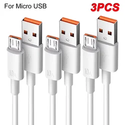 High - Speed 10A Micro USB Charging Cable - 3 Pack, 1 Meter Length - 1m (WHITE)