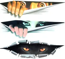 

3D Personalized Car Stickers Decals Eyes Peeking Monster Decoration Sticker Window Decal Simulation Leopard Auto Truck KK10cm