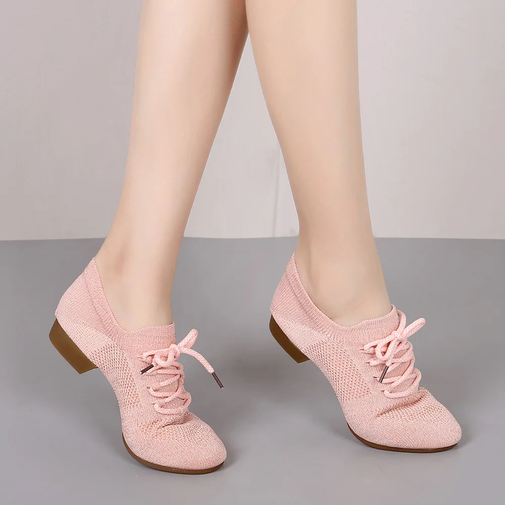 Dance Shoes women latin ballroom jazz tango Practice Training teaching flat shoes Knitted salsa