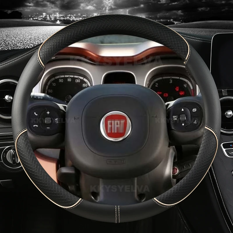 Microfiber Leather Car Steering Wheel Cover For Fiat Panda 2013 2015 2017 2019 2020 2021 2022 Auto Accessories