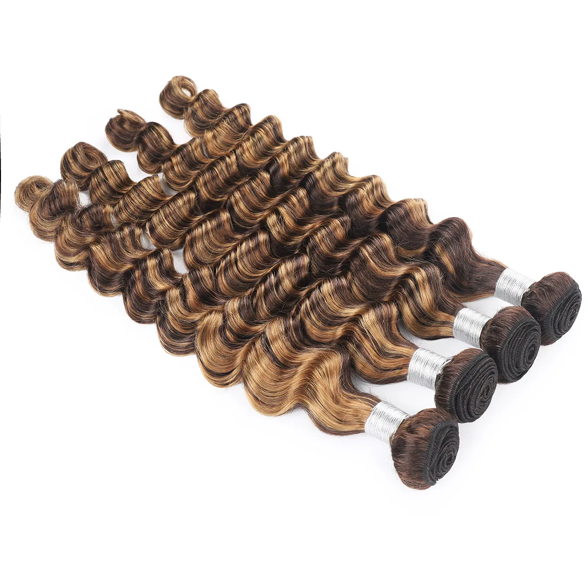 Highlight Loose Deep Wave Bundles Brazilian 30 Inch Human Hair Bundles P4/27 Ombre Brown Blonde Weave Hair Extensions