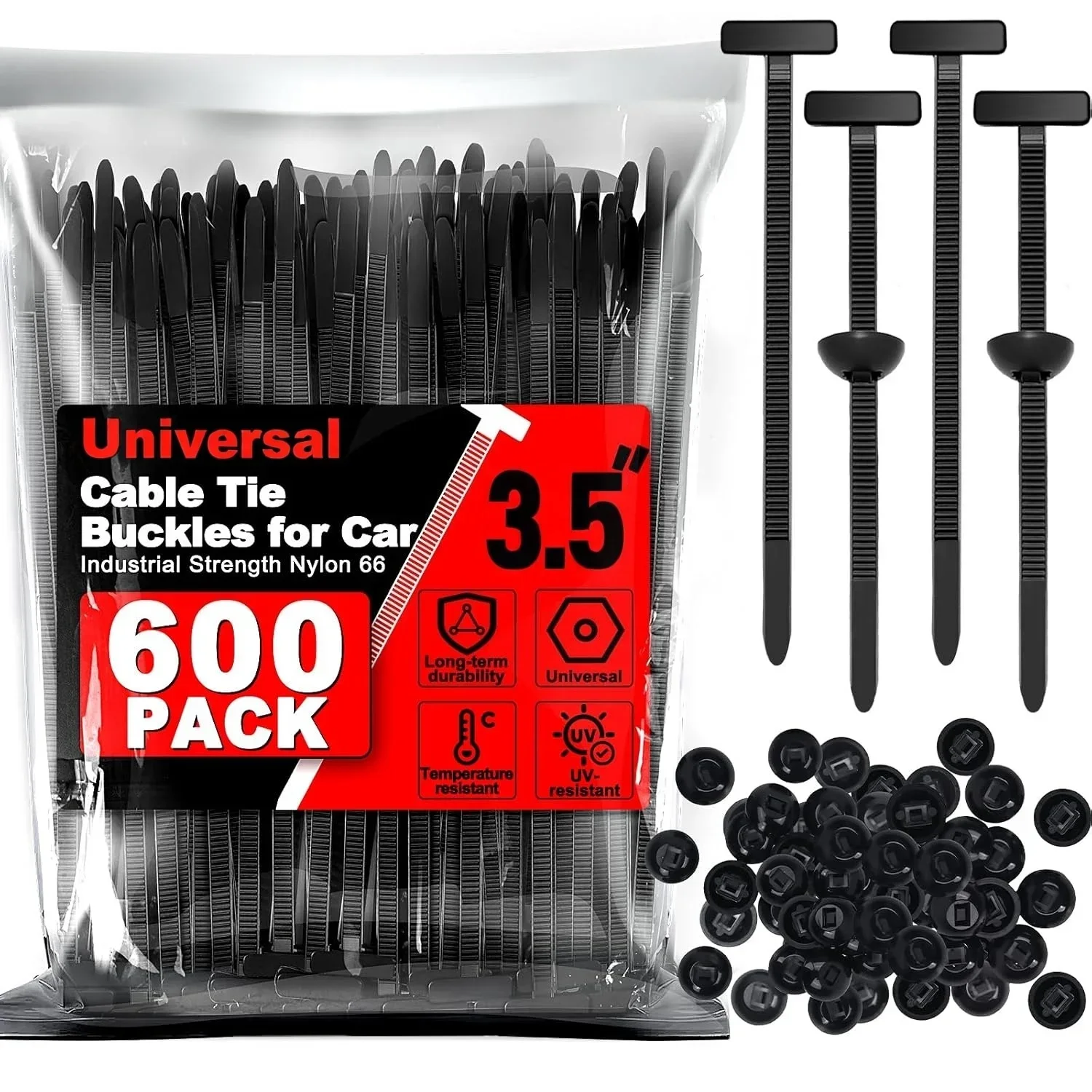 Universal Nylon Cable Tie Buckle Auto Fastener Screw Replacement Clip Car Fender Trunk Engine Guard Panel Wire Management Secure