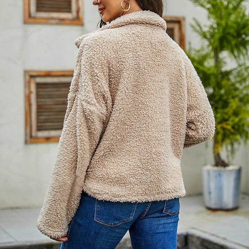 Autumn and Winter Women's 2024 Trendy Lapel Single-breasted Pockets Long-sleeved Women's Fashion Casual Loose Wool Coat Women