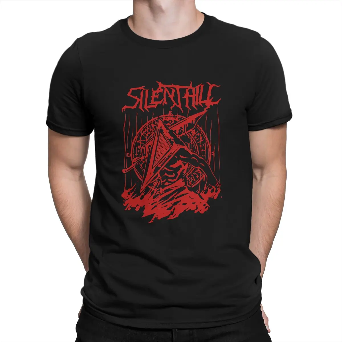 

Silent Red Thing Pyramid Head Heavy Metal Band Horror Video Game Hip Hop TShirt Silent Hill Casual T Shirt Newest Stuff