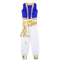 Costume arabe pour garçons, prince arabe, déguisement, veste, gilet, pantalon harem, costume pour Halloween, carnaval, spectacle de scène 2