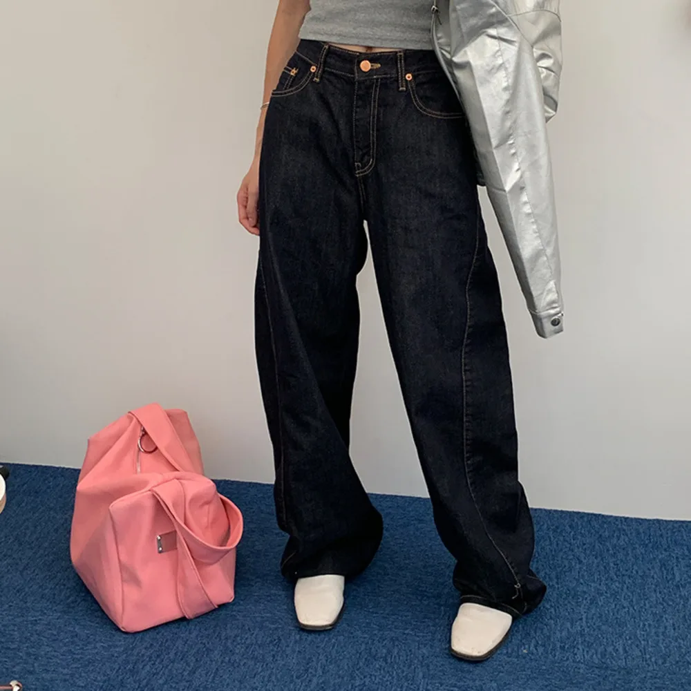 

Wide Leg Jeans for Women 2023 Autumn Dark Blue Slim Long Pants