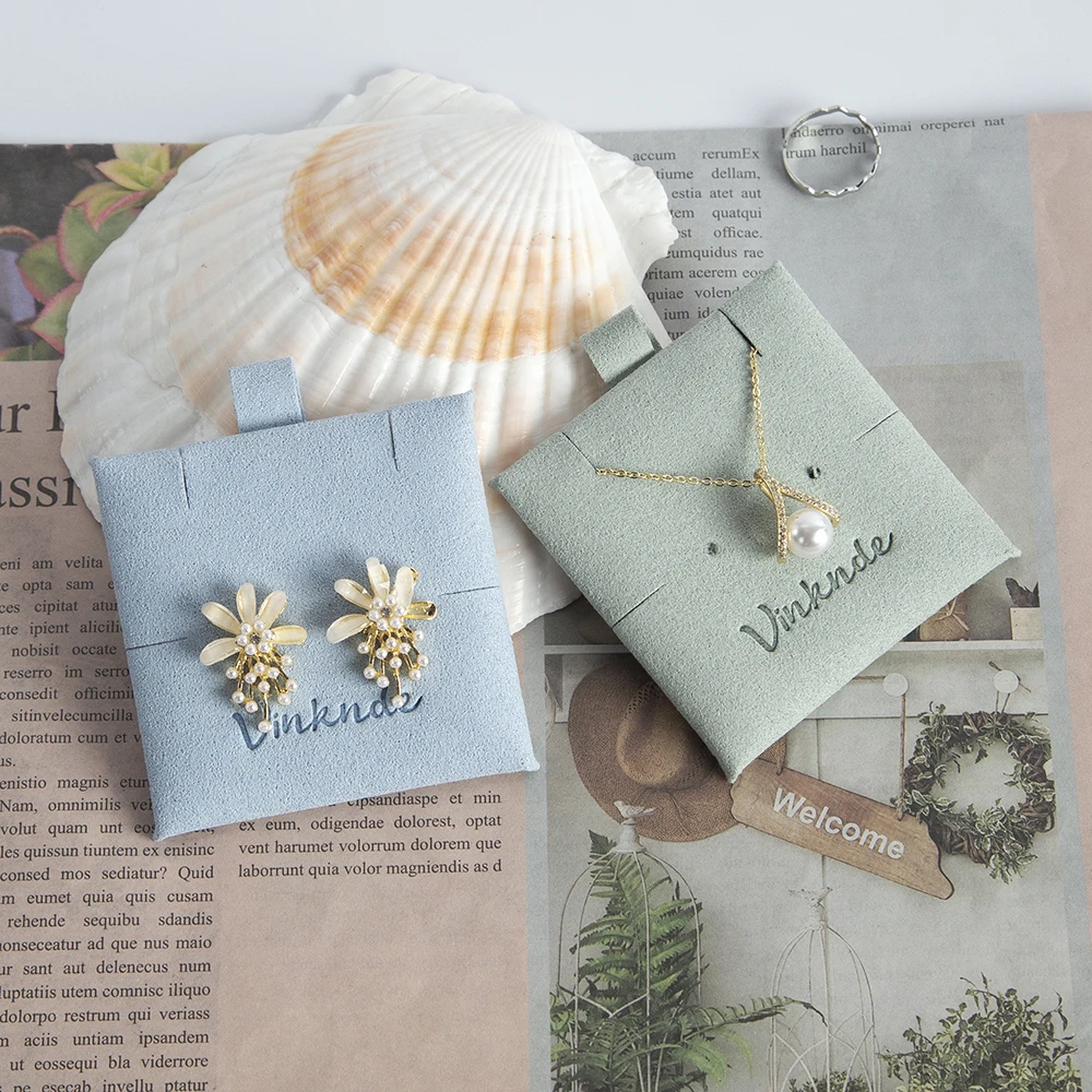 Custom Logo Earring Cards Holder Microfiber Paper Hairpin Necklace Display Card Hang Tag For Diy Jewelry Packaging Free Shipping