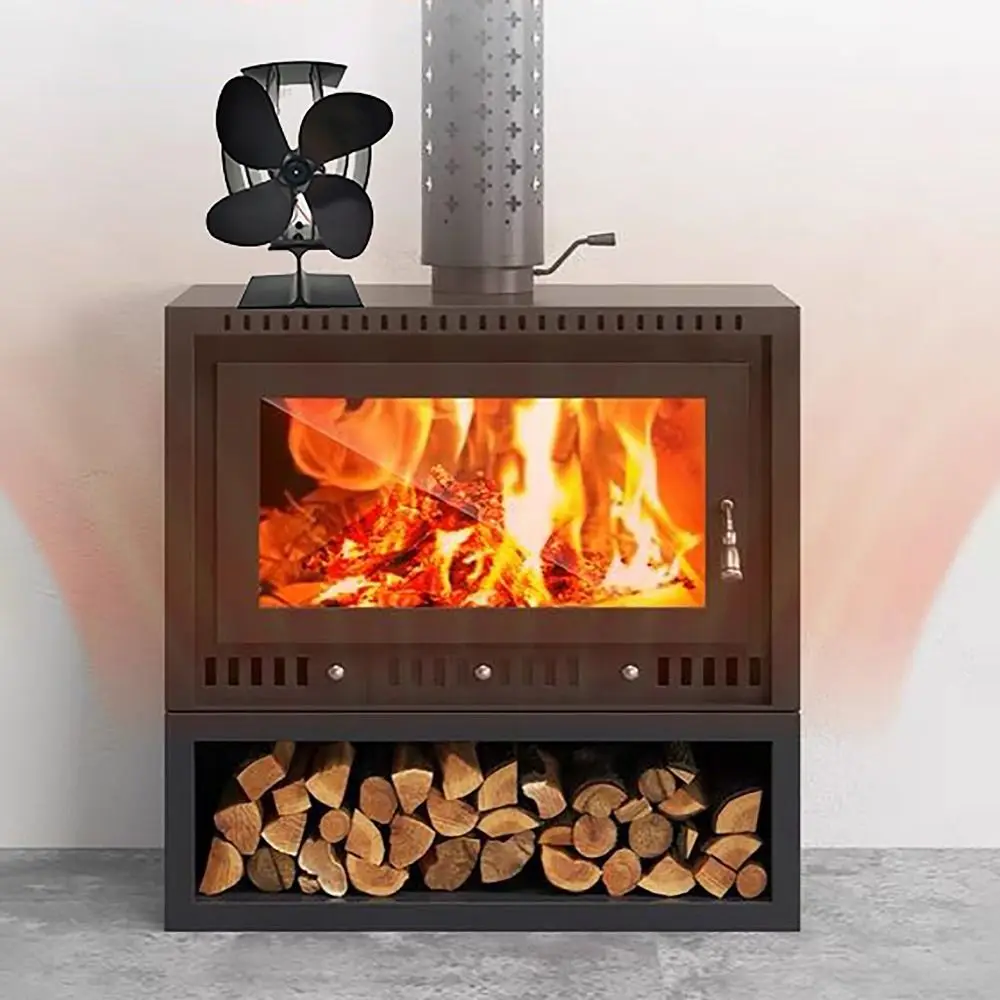 

4 Blades Thermal Power Fireplace Fan Winter Warm No Power Required Wood Stove Fan Friendly Circulation Log Wood Burner