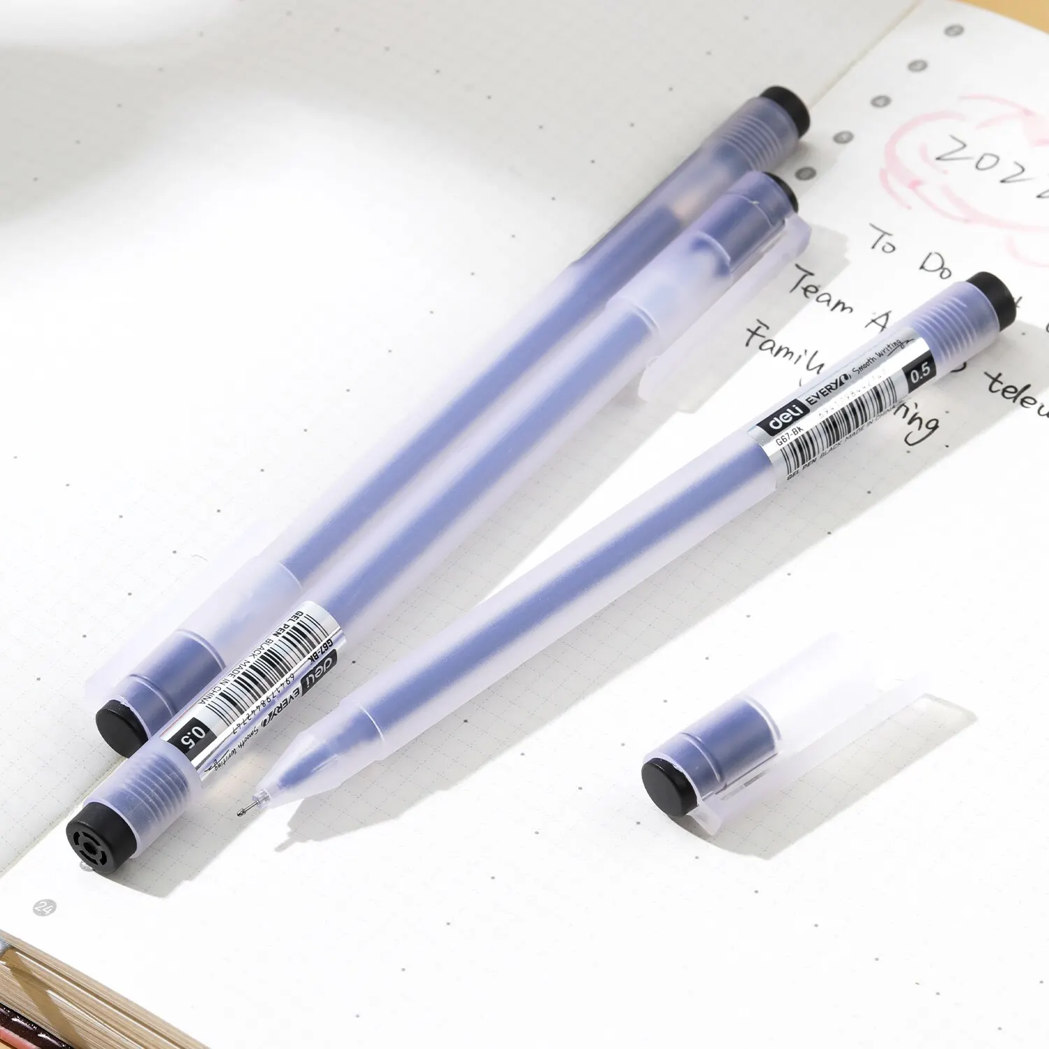 Gel Pens Deli 12pcs 0.5mm Gel Pen 3 Colors Large Capacity Ballpoint Pen Kawaii Neutral Office School Writing Supplies