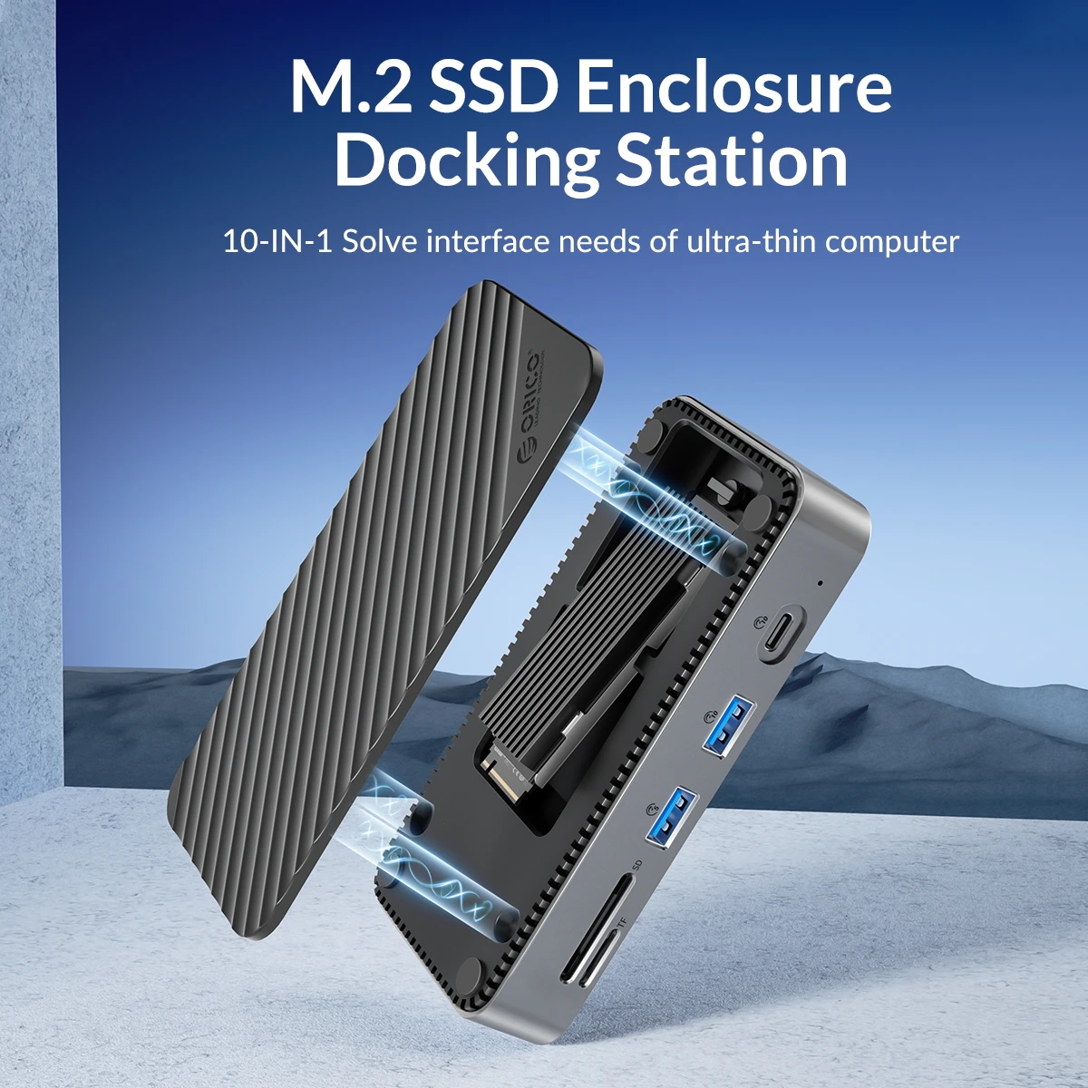 ORICO M.2 NGFF NVME SATA SSD Enclosure 10in1 USB C HUB Docking
