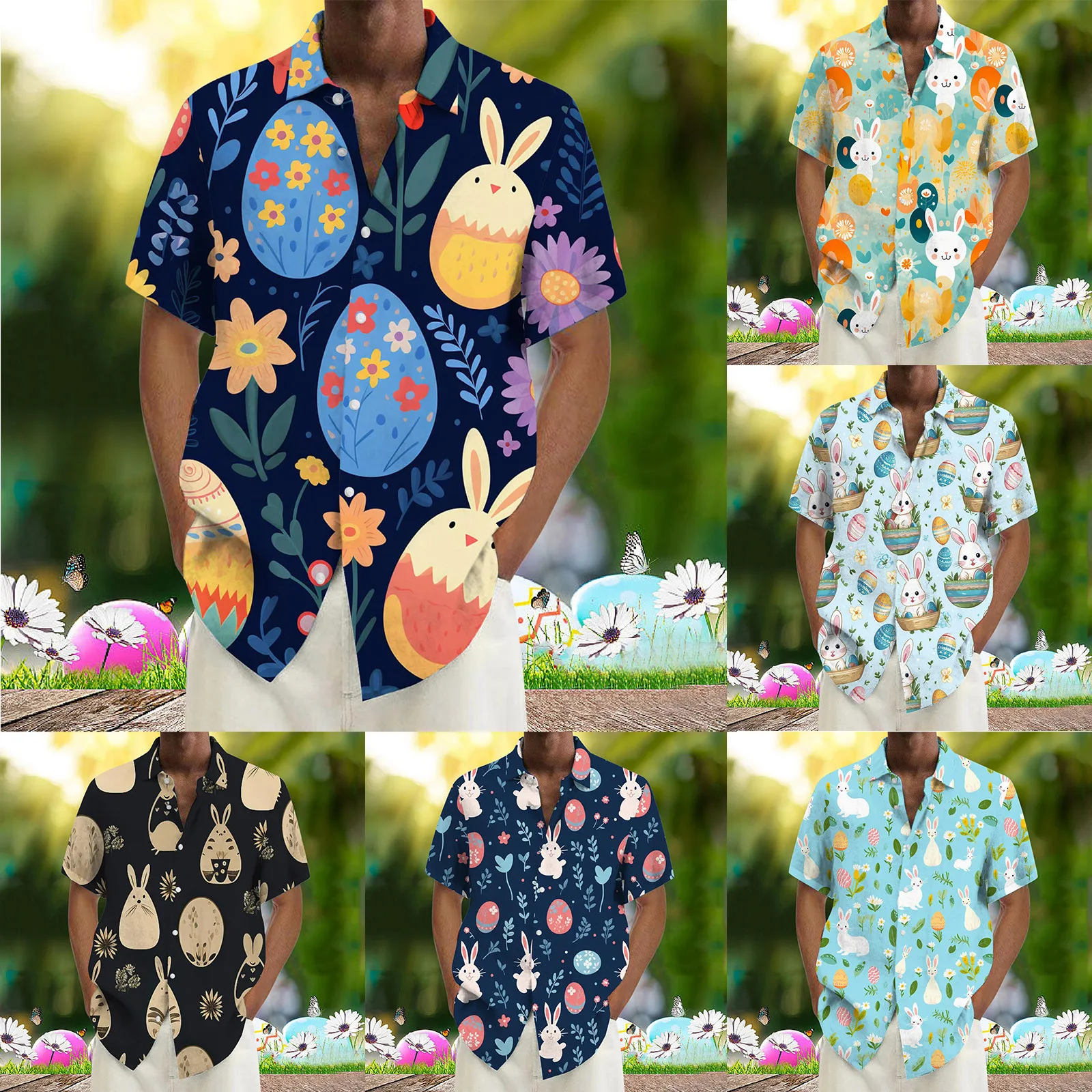 

Men's Easter Digital 3D Printed Short Sleeve Shirt Top Shirt