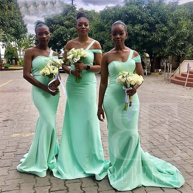 Mint Green Satin Bridesmaid Dresses One Shoulder Long Wedding Party Dresses  Woman for Weddings 2024 Mermaid Elegant Gowns Robe - AliExpress