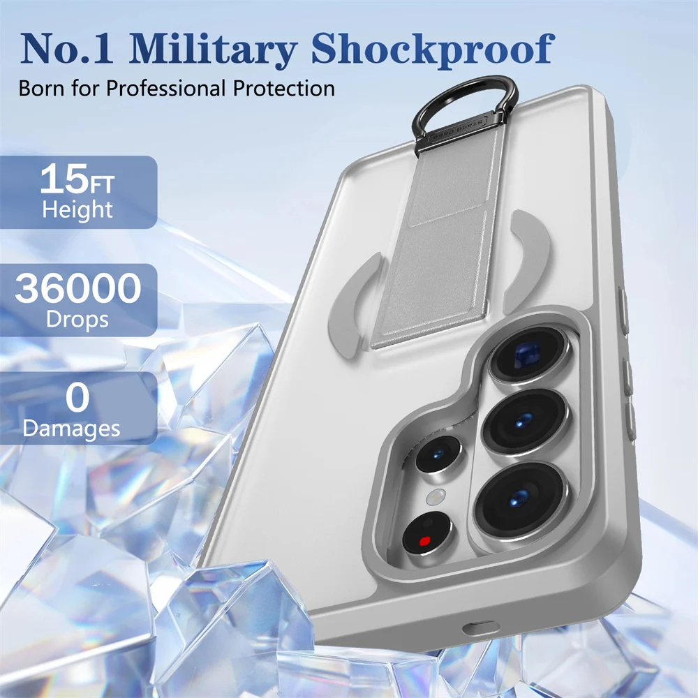 Magnet Folding Magnetic Stand Phone Case with Frosted Slim PC Translucent Cover
