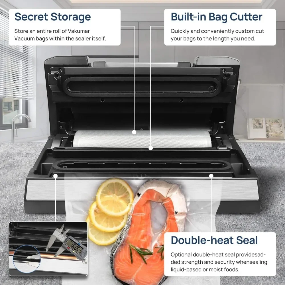 Sealer Machine, 90Kpa Food Vacuum Sealer Machine Preservation Dry/Moist/Liquid Modes, LED Indicator Light