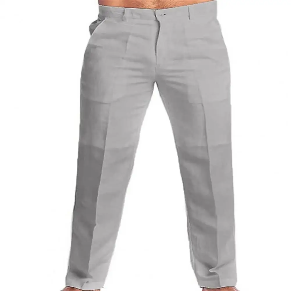 2023 Men's Stand Pocket Casual Linen Pants Solid White Gray Trouser Plus Size 3xl Mens Elegant Fashion Sweatpants Men Streetwear 5