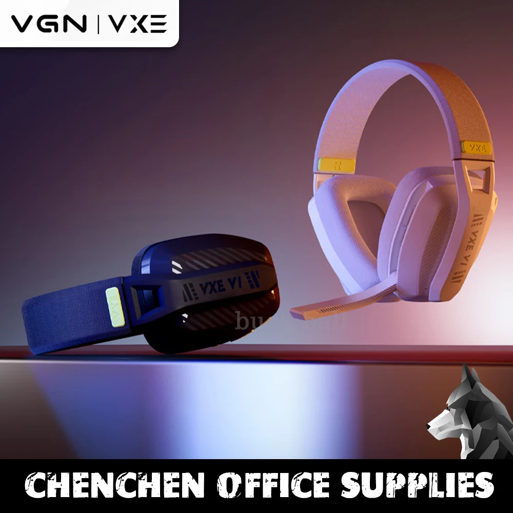 VXE Siren V1 무선 블루투스 헤드셋, 2 모드 2.4G/블루투스 오버이어 이어폰, 마이크 라이트 무게추 FPS 게임용 헤드폰