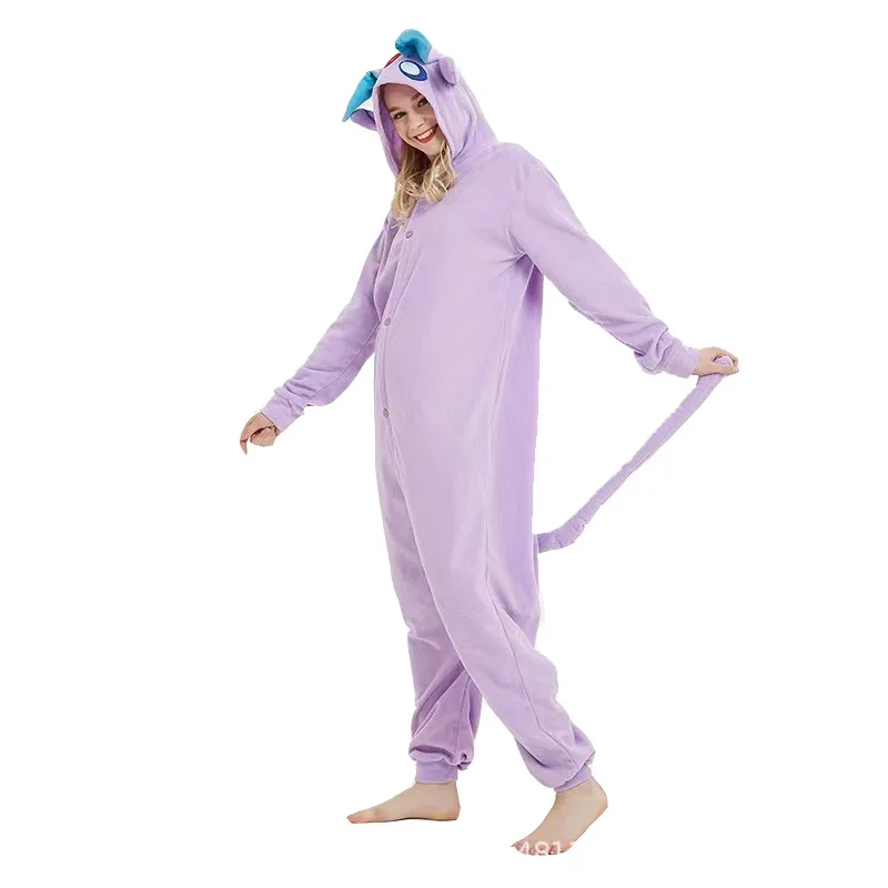 Cosplay Costume Onesies Adults Halloween Purple Espeon Pajamas Women One-Piece Bodysuit Men